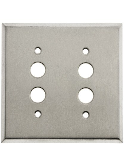 Classic Double Gang Push Button Switch Plate In Brushed Stainless.
